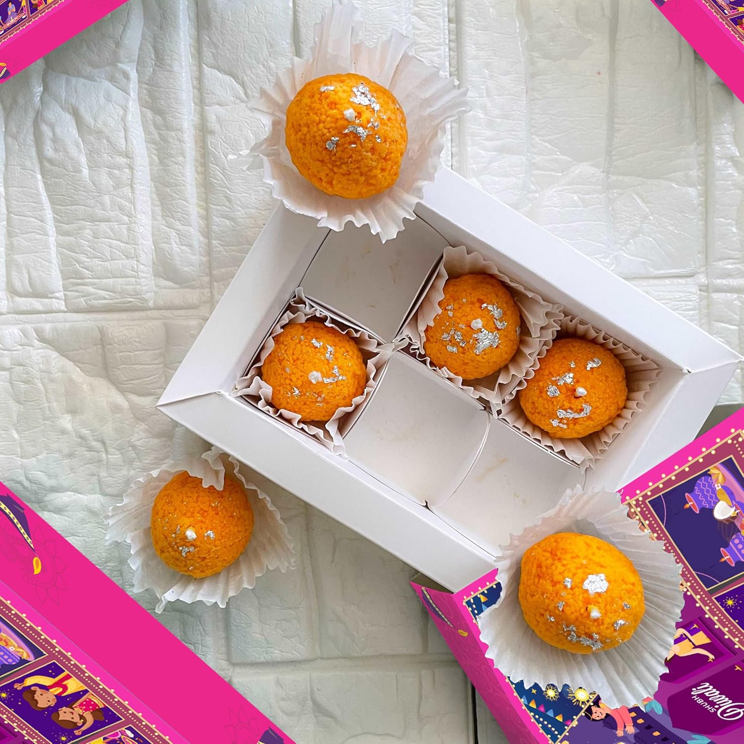 Motichoor Ladoo Candles | Set of 6 | Festive Handmade Decorative Candles