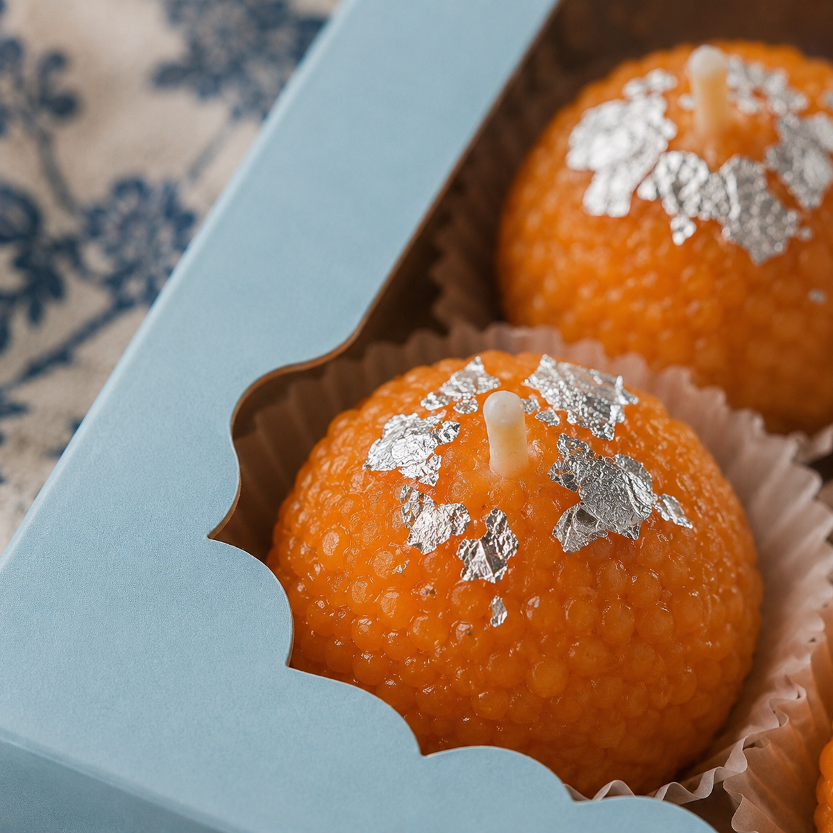 Motichoor Ladoo Candles | Set of 6 | Festive Handmade Decorative Candles