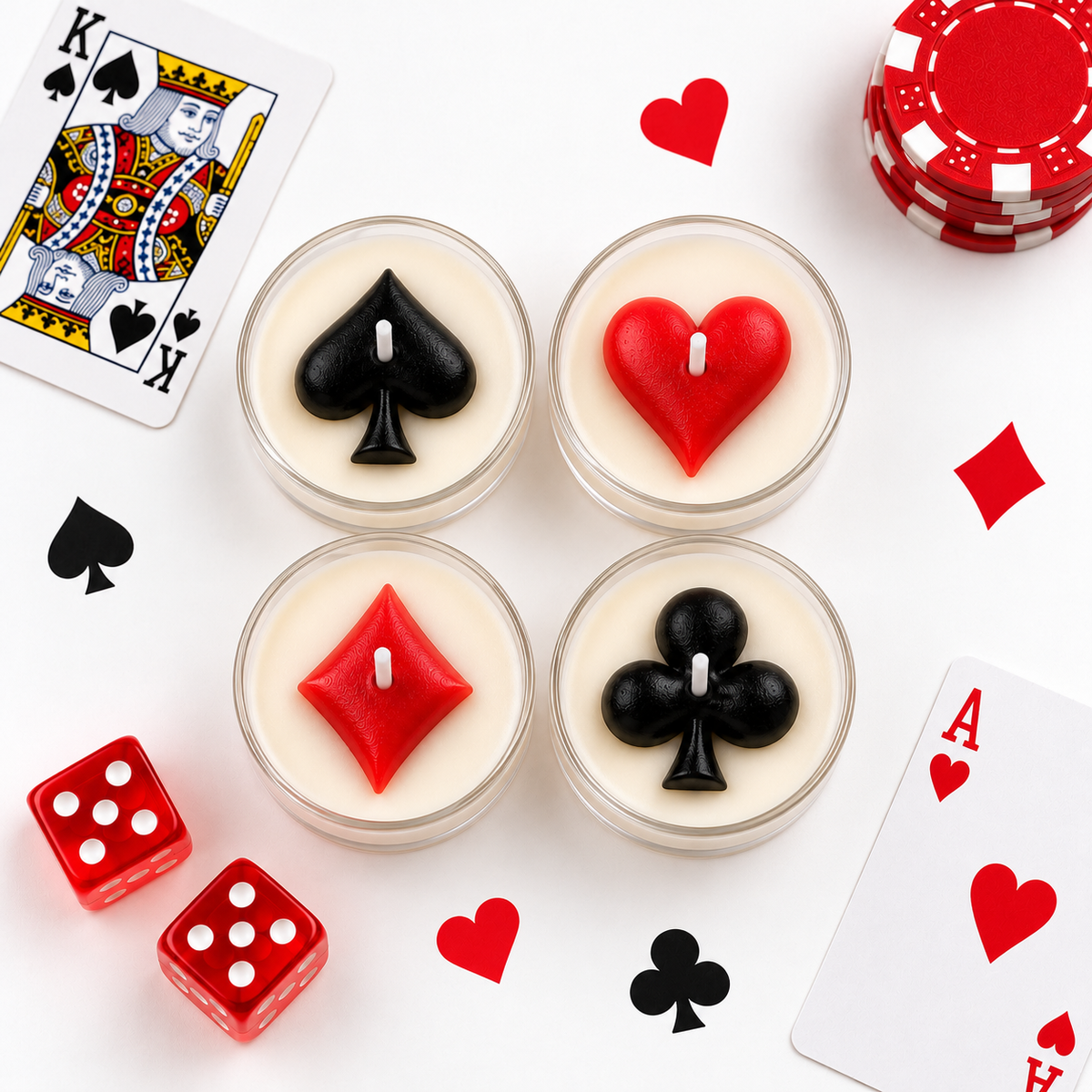 Poker Suit Tealight Candles Set of 4 | Playful Diwali Candles