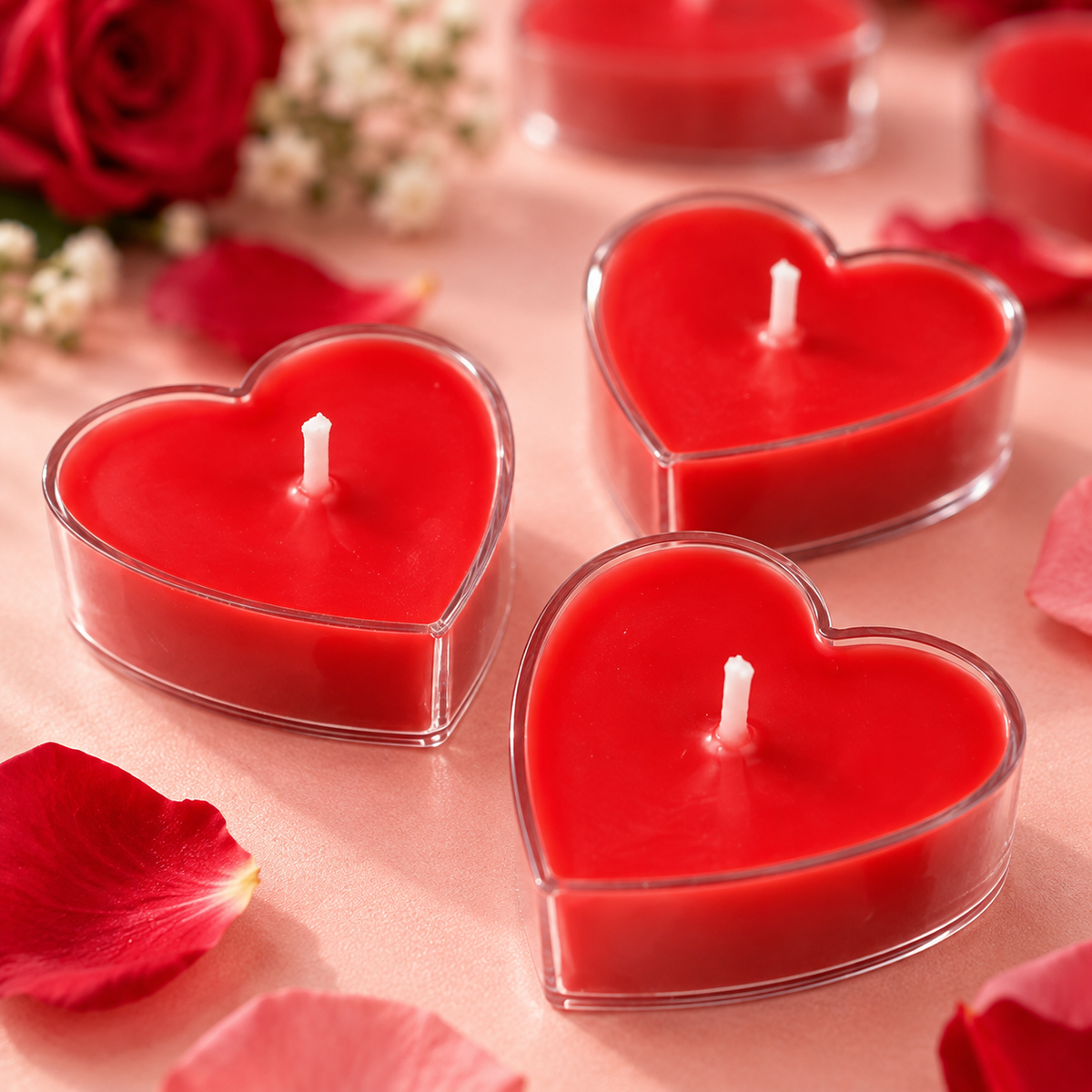 Heart Shaped Tea Light Candles | Set of 10 | Handmade Decorative Candles