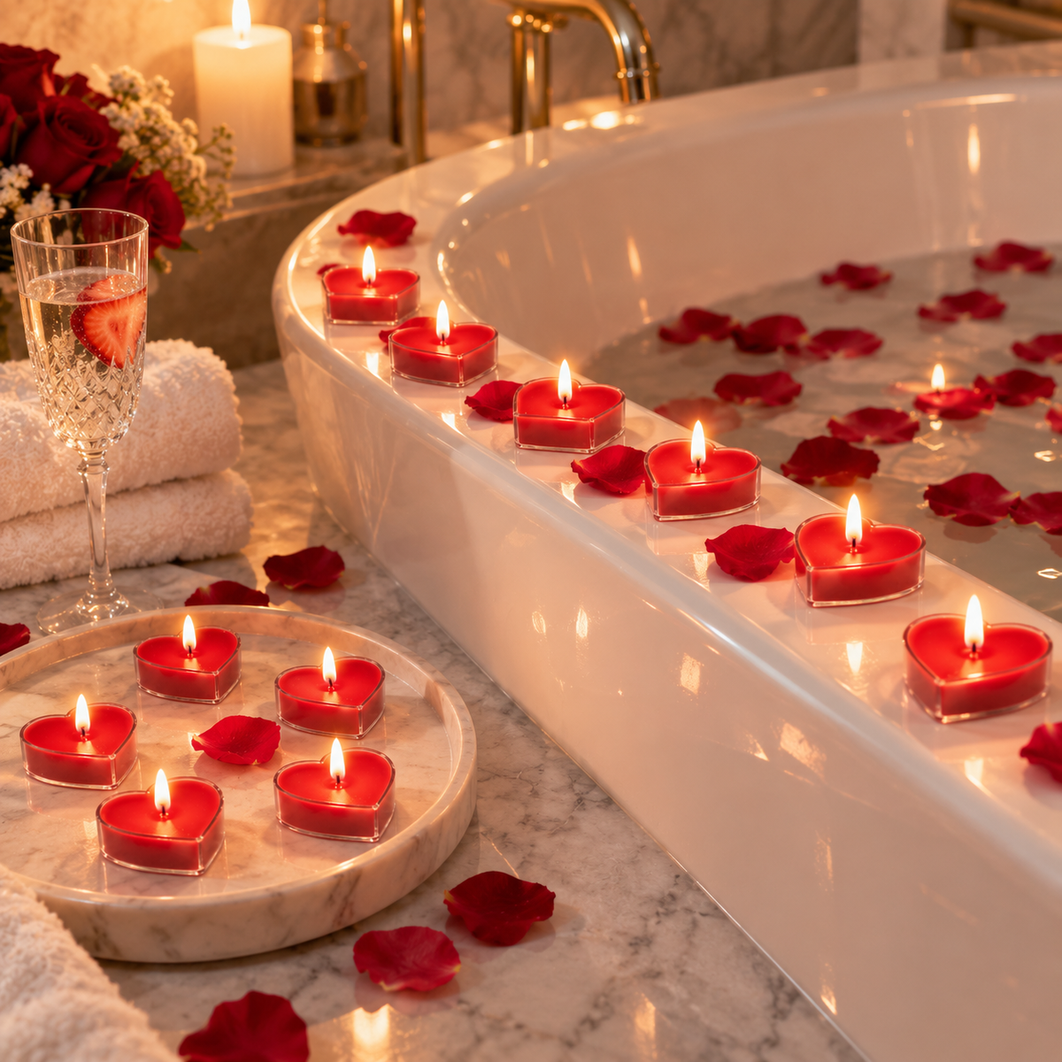 Heart Shaped Tea Light Candles | Set of 10 | Handmade Decorative Candles