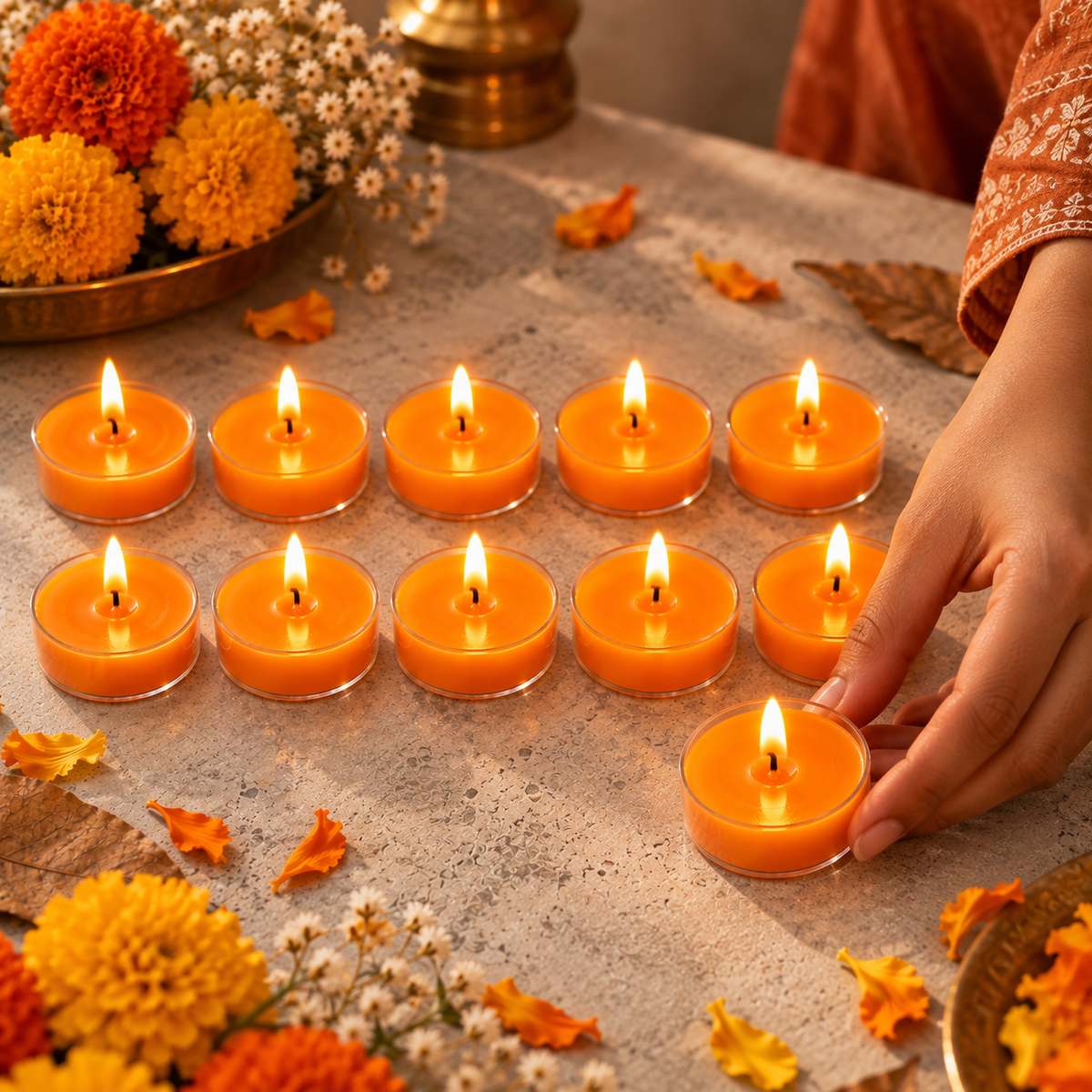 Acrylic Tea Light Candles | Set of 10 | Handmade Decorative Candles