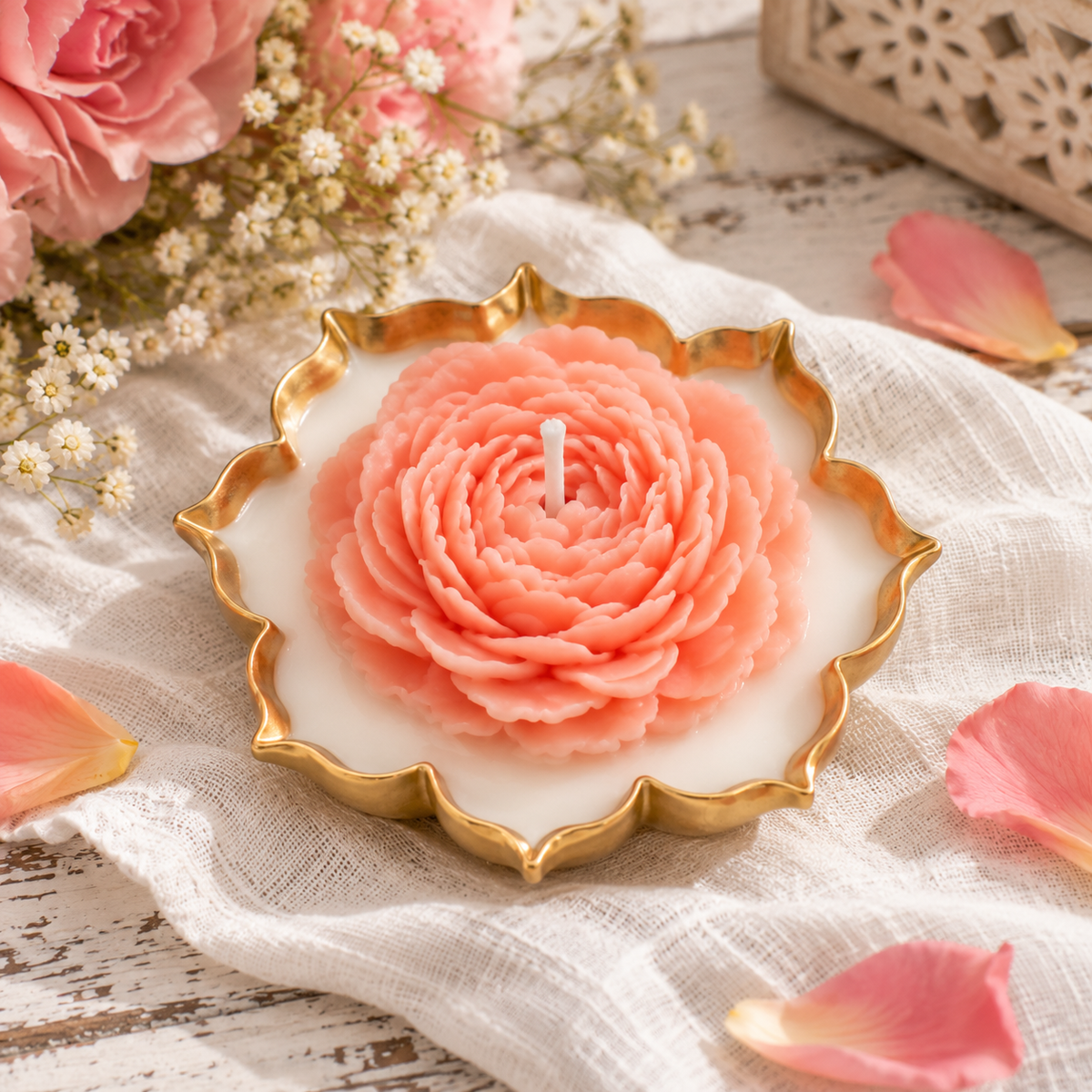 Peony Urli Candle | Handmade Decorative Candle
