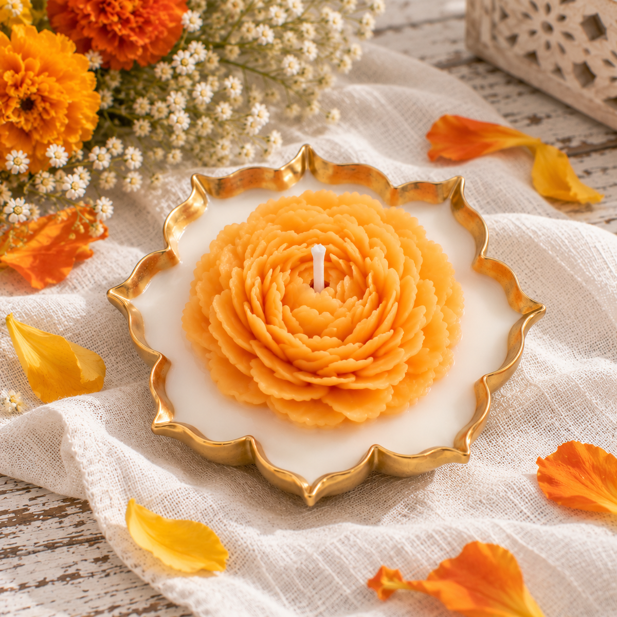 Peony Urli Candle | Handmade Decorative Candle