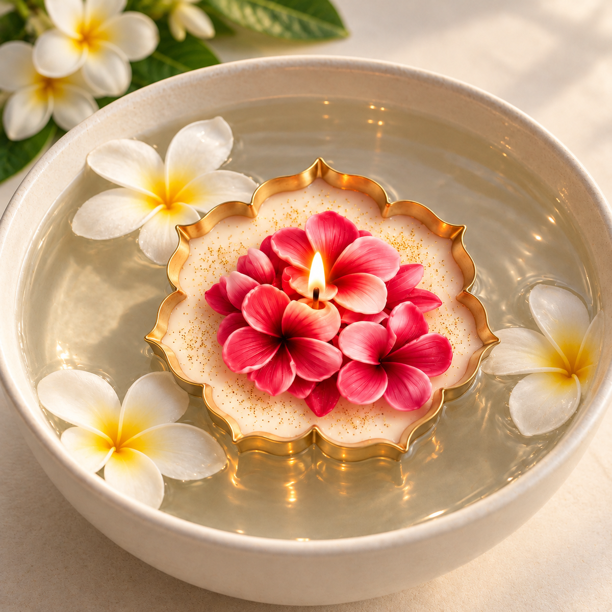 Plumeria Floral Urli Candle | A Little Diwali Glow