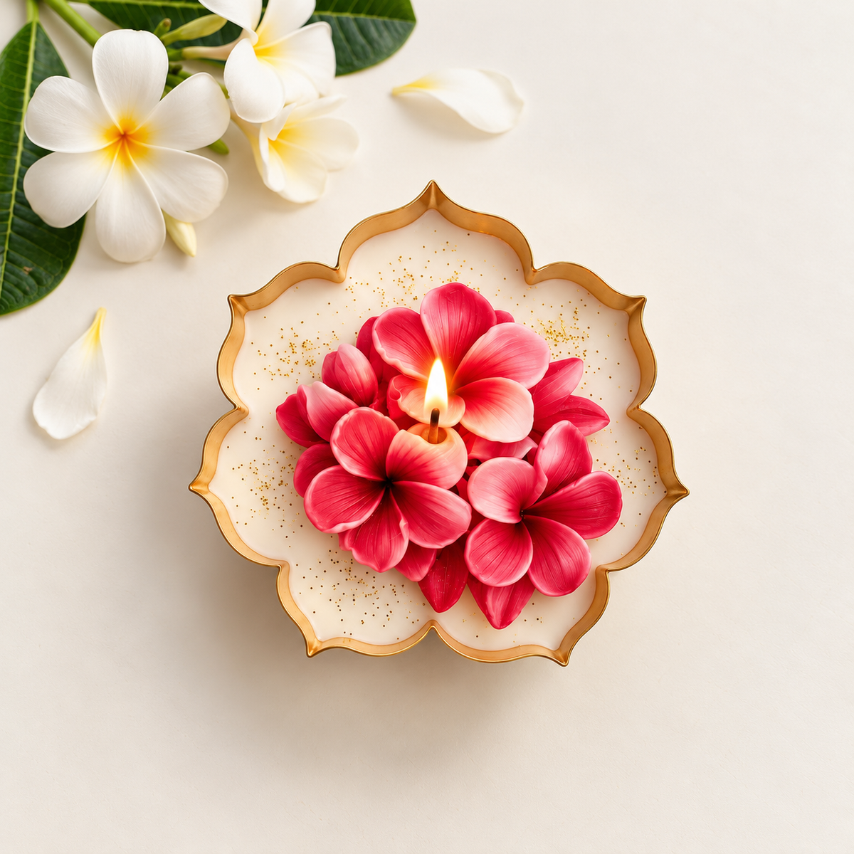 Plumeria Floral Urli Candle | A Little Diwali Glow