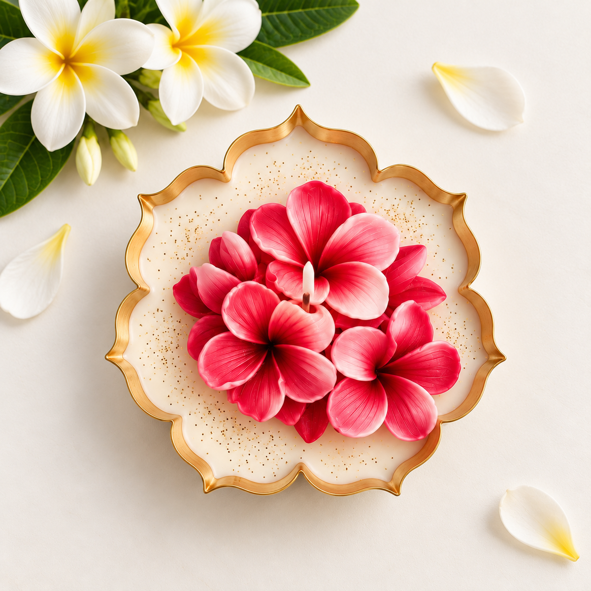 Plumeria Floral Urli Candle | A Little Diwali Glow