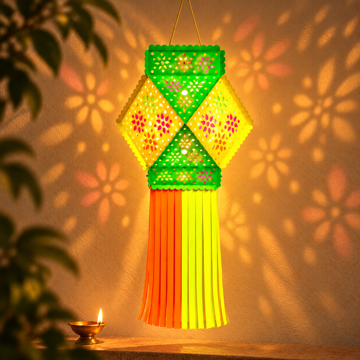 Vibrant Floral Hanging Kandil | Diwali Festive Décor