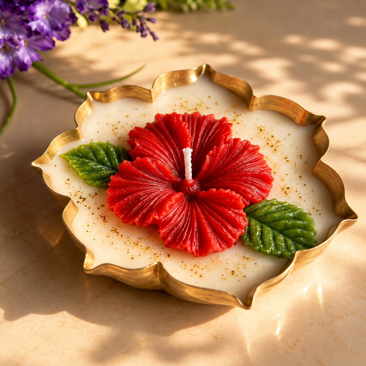 Hibiscus Urli Candle | Floral Decorative Candle