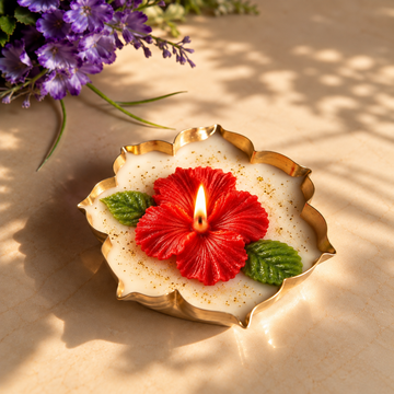 Hibiscus Urli Candle | Floral Decorative Candle