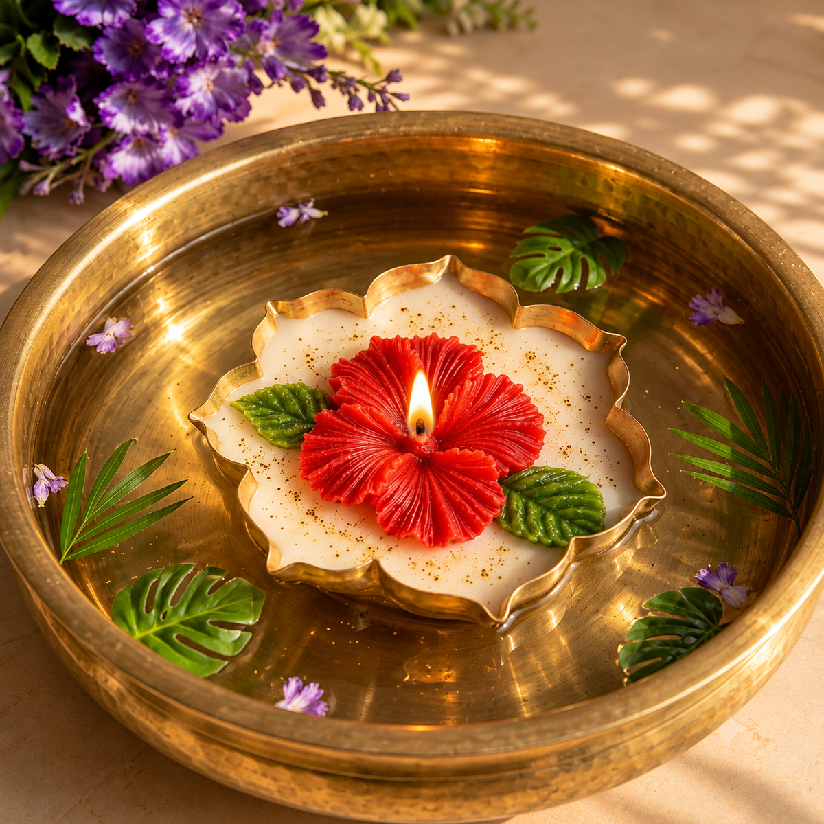 Hibiscus Urli Candle | Floral Decorative Candle
