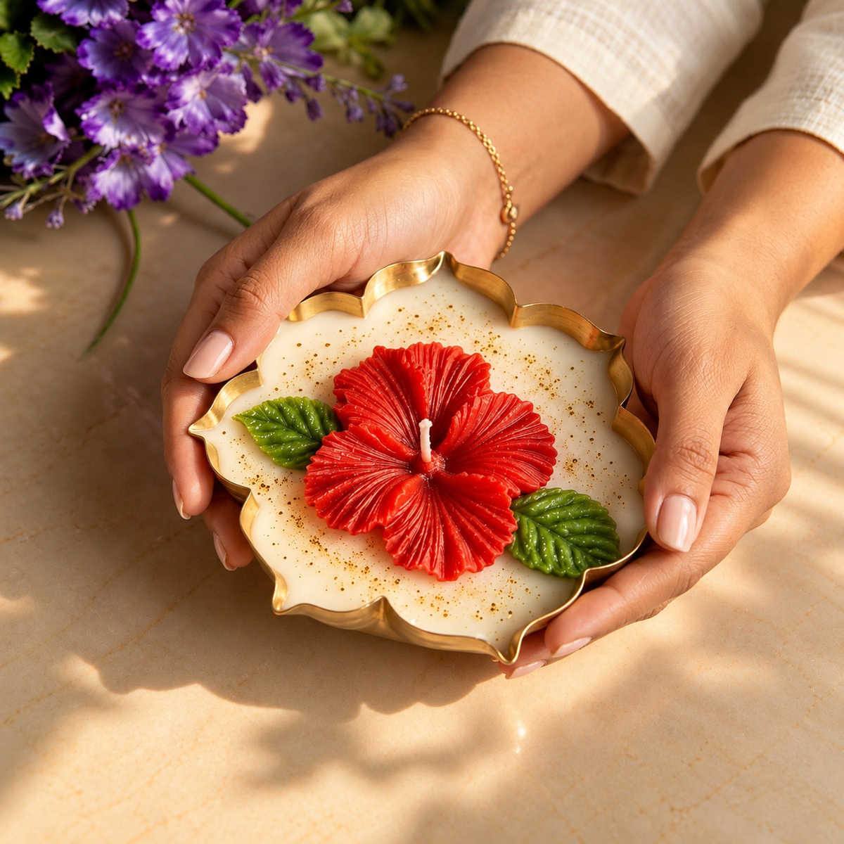 Hibiscus Urli Candle | Floral Decorative Candle