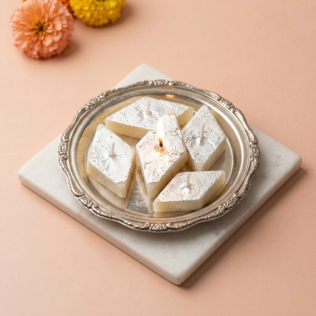 Kaju Katli Candles | Set of 6