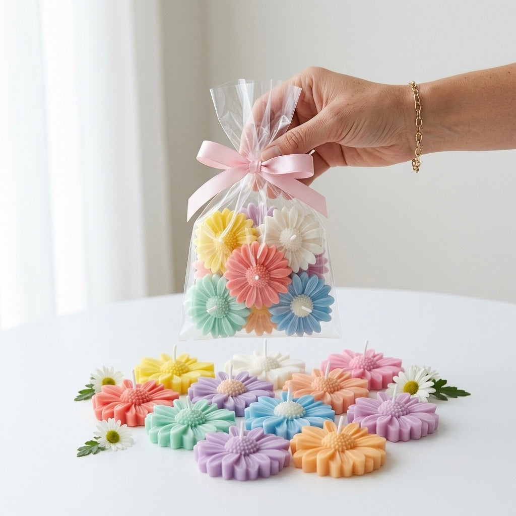 Daisy Flower Candles | Pack of 10 | Multicolour