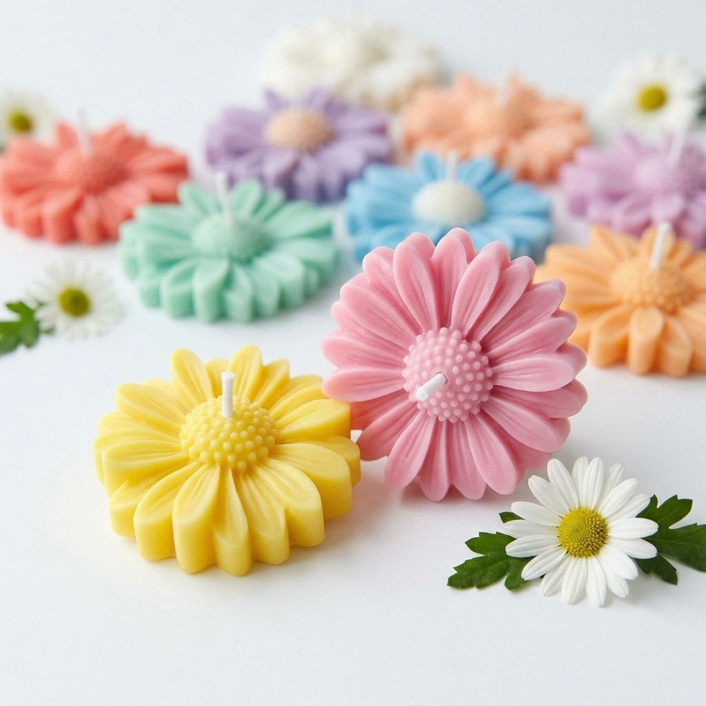 Daisy Flower Candles | Pack of 10 | Multicolour