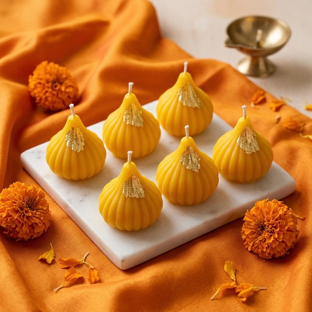 Modak Candles | Pack of 6 | Festive Modak Glow