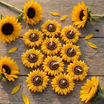 Sunflower Flower Candles | Pack of 10 | Handmade Decorative Candles