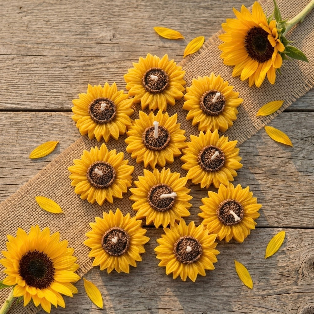 Sunflower Flower Candles | Pack of 10 | Handmade Decorative Candles