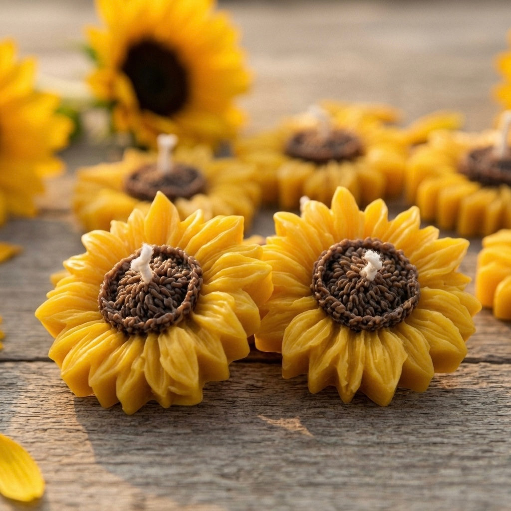 Sunflower Flower Candles | Pack of 10 | Handmade Decorative Candles