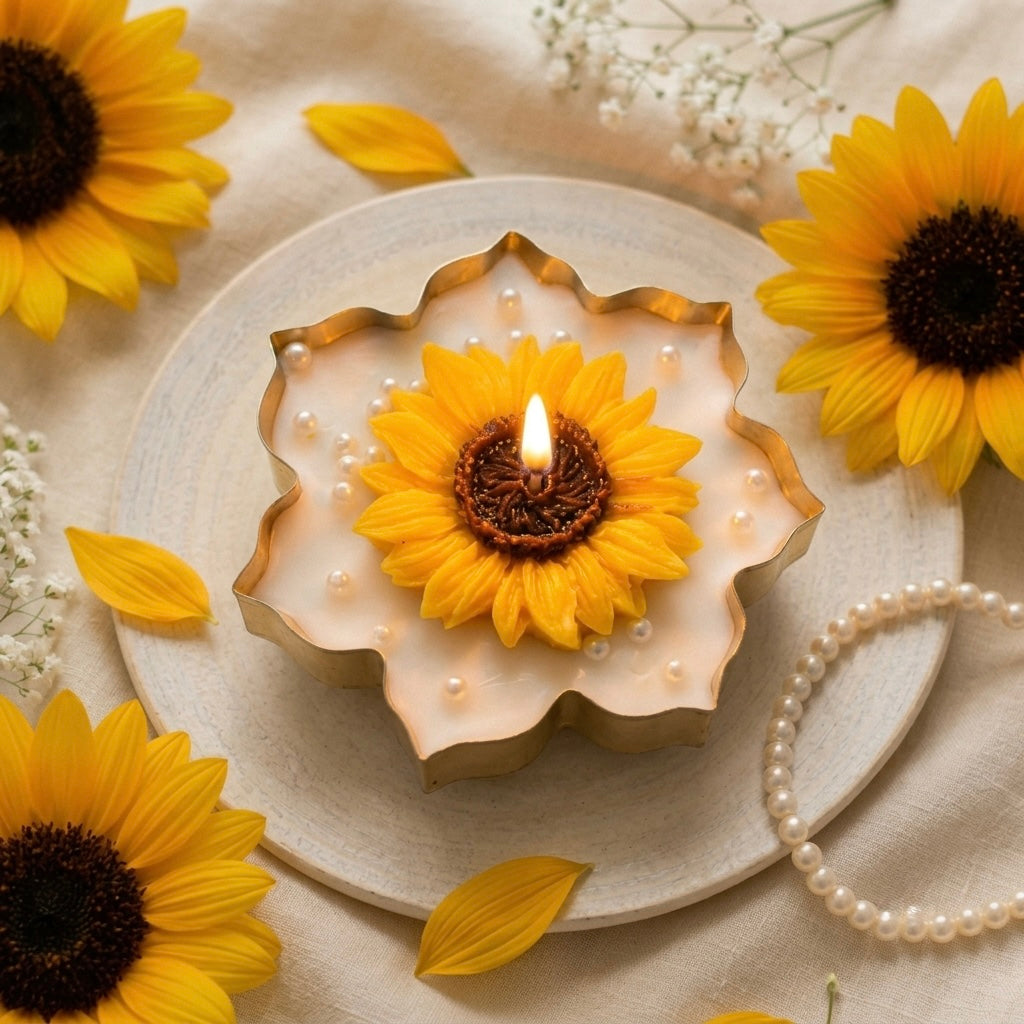 Sunflower Urli Candle | Handmade Decorative Candle
