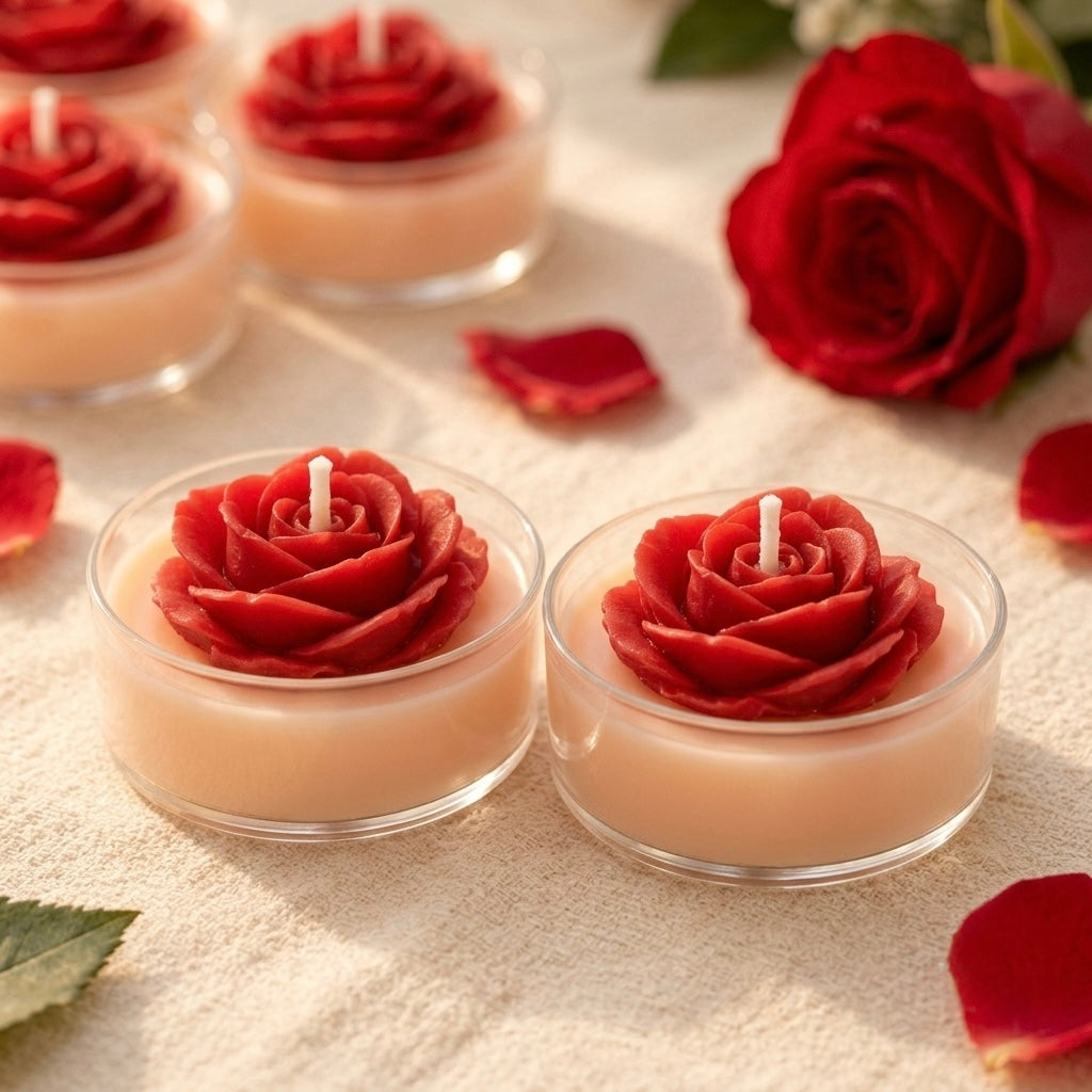 Rose Tealight Candles | Set of 6 | Handmade Decorative Candles