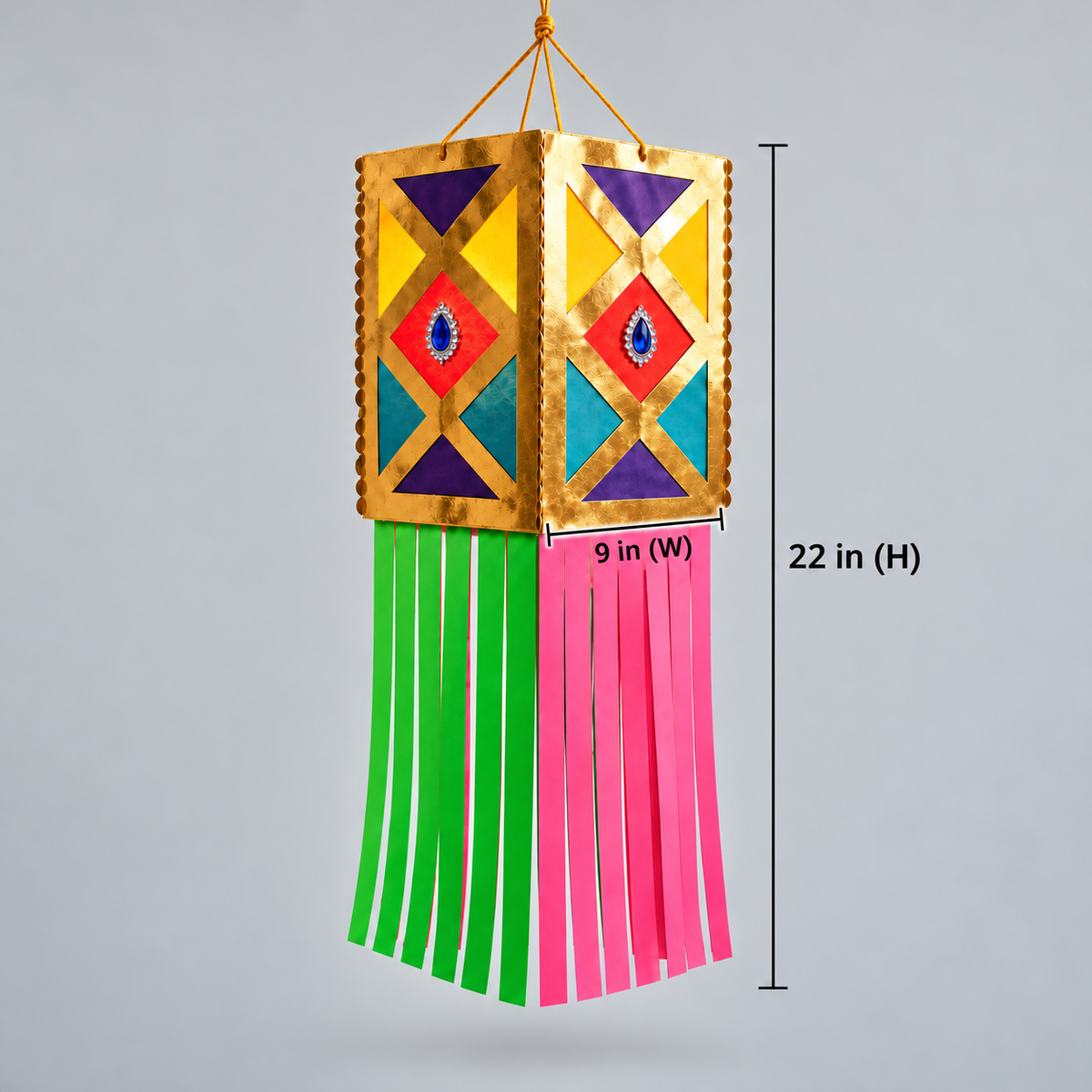 Ornate Geometric Golden Festive Hanging Kandil | Traditional Diwali Décor
