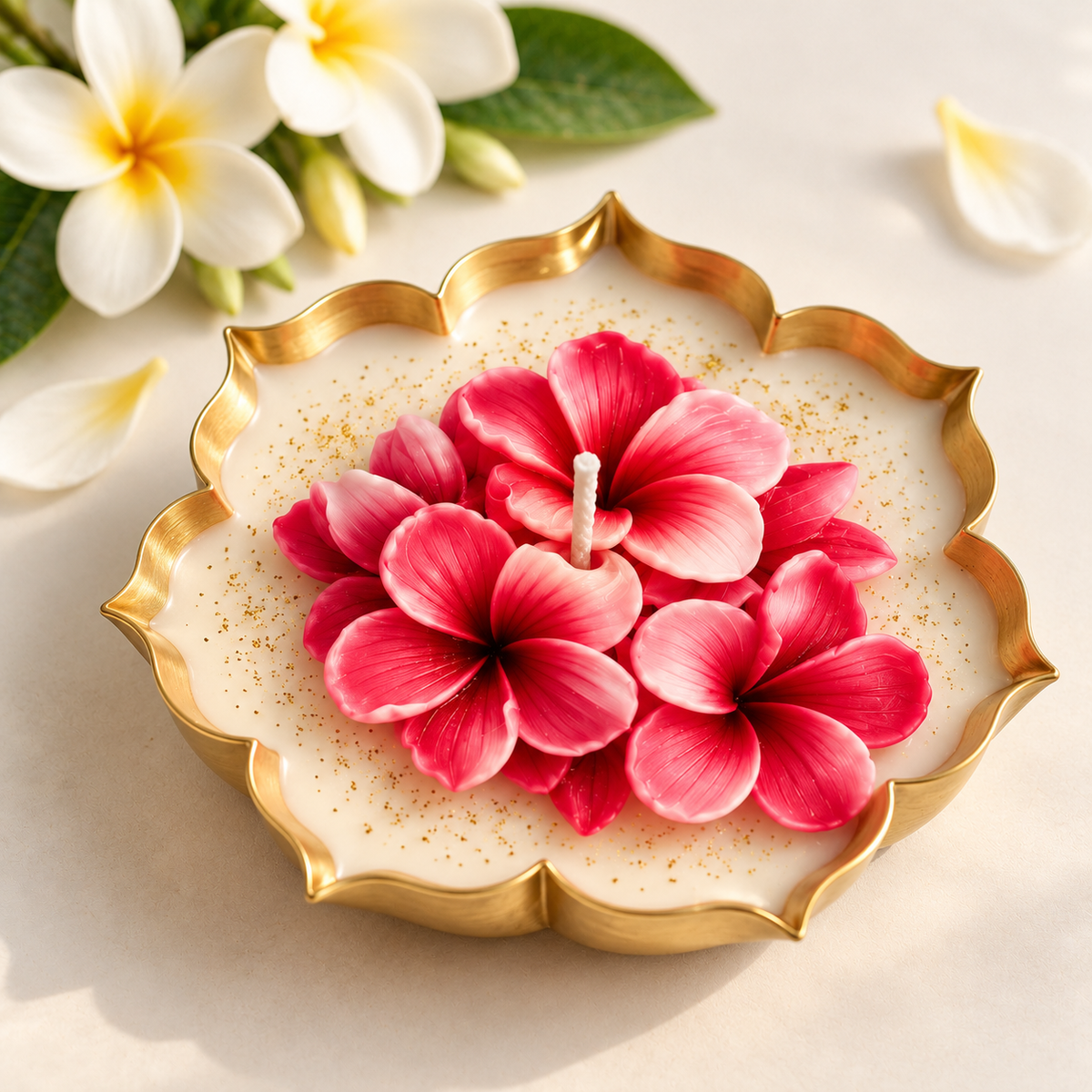 Plumeria Floral Urli Candle | A Little Diwali Glow