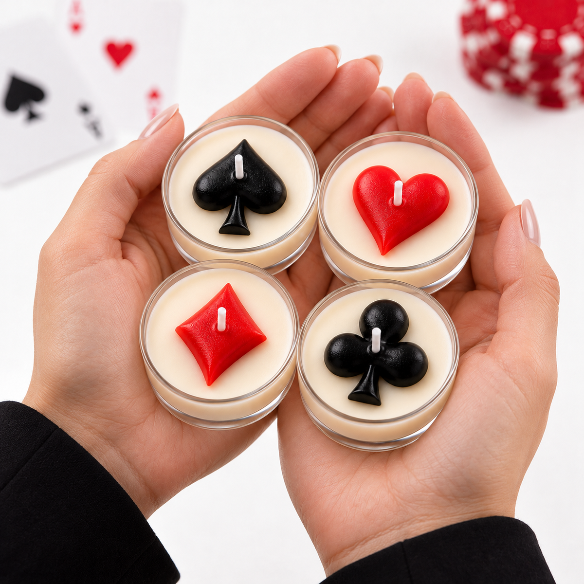 Poker Suit Tealight Candles Set of 4 | Playful Diwali Candles