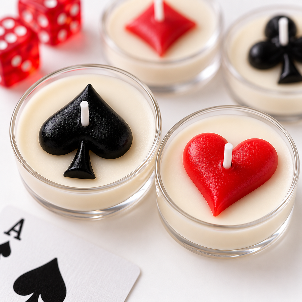 Poker Suit Tealight Candles Set of 4 | Playful Diwali Candles