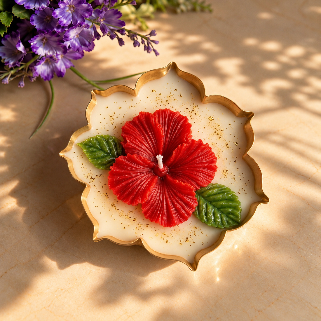 Hibiscus Urli Candle | Floral Decorative Candle