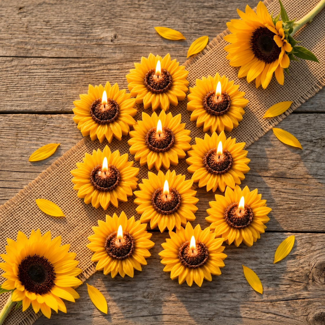 Sunflower Flower Candles | Pack of 10 | A Little Sunshine for Diwali