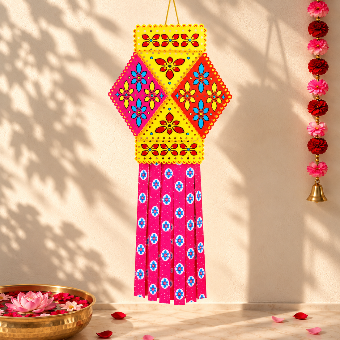 Floral Geometric Hanging Kandil (Jumbo)